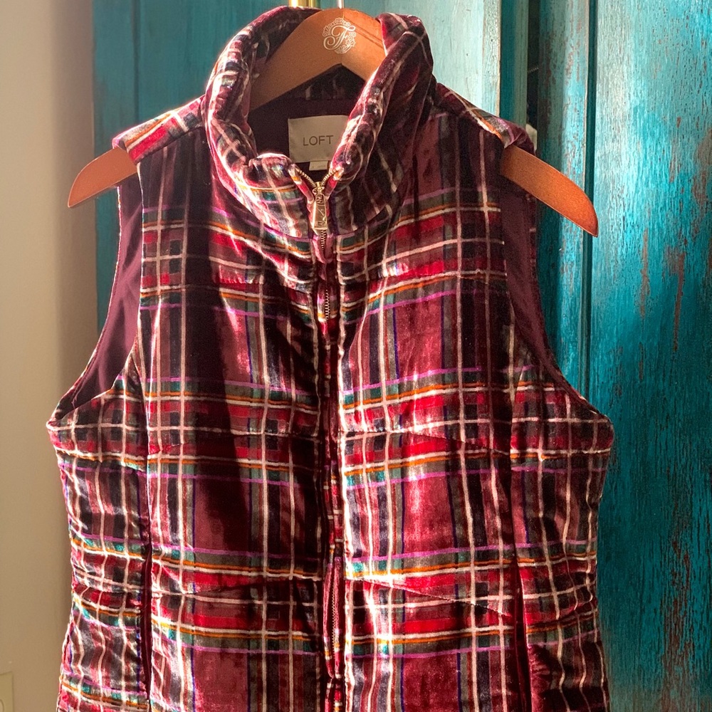 LOFT Velvet Plaid Vest